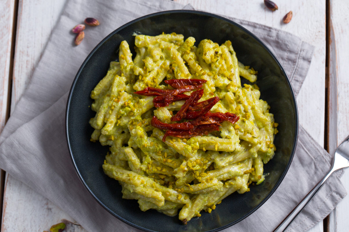 Rich homemade pistachio pesto pasta